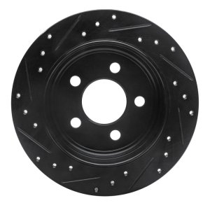 Jeep Wrangler Brake Rotor (1) - Rear Right - R1 Concepts - Drilled & Slotted - Black - `03-`07